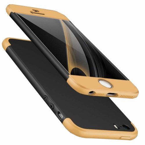 GKK 360 Tok Ütésállókivitel Full Body Elő-Hátlapi Védelem iPhone SE / 5S / 5 Fekete-Arany